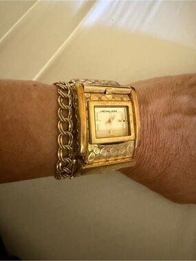 Michael Kors Gold-tone Snake-Texture Cuff Watch
